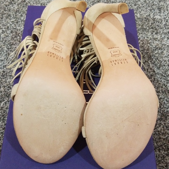 Stuart Weitzman Love Fringe Buff Suede Sandals - Picture 6 of 8